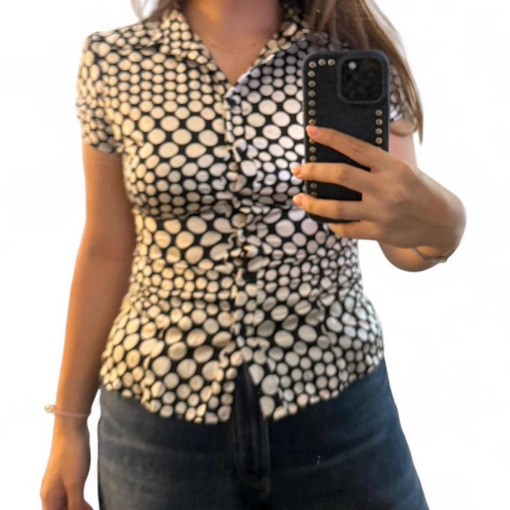 Polka Dot Button-Up Women's Top